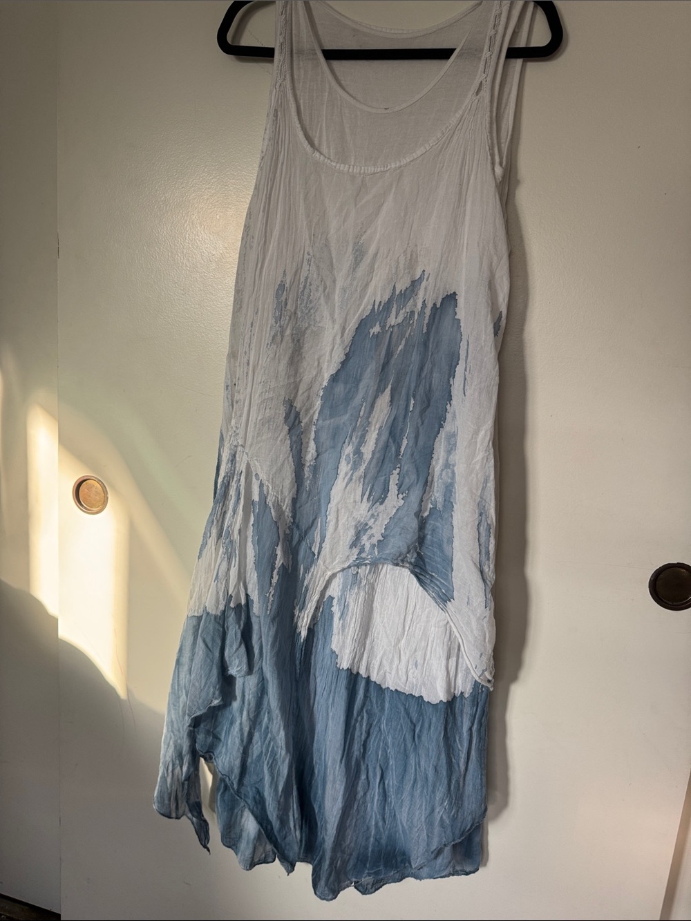 Mei Meli Boho White and Blue Tie-Dye Tank Dress - Picture 2 of 5